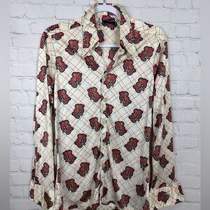 VTG 70's Givenchy for chesa disco Long Sleeve button‎ up Shirt Size M